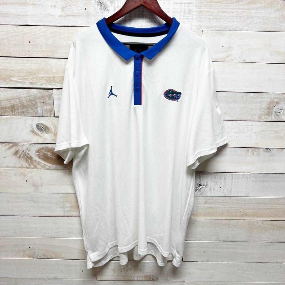 Florida Gators Air Jordan Polo Shirt Mens 3XL White Blue Short Sleeve Collared‎